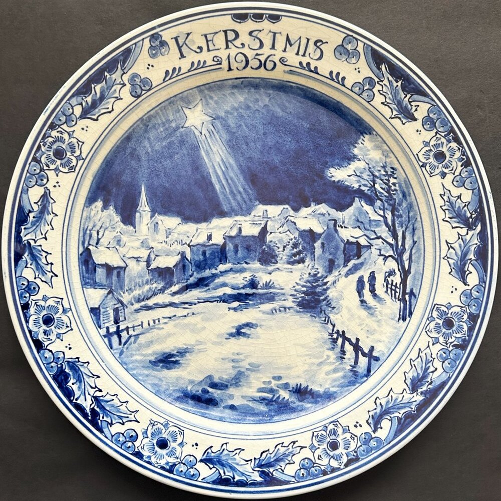Royal Delft Blue 1956 "KERSTMIS" Plate "Star of Bethlehem" Christmas Charger